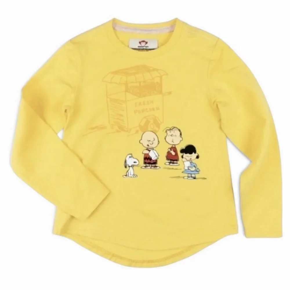 Appaman Peanuts Yellow Popcorn Long Sleeve Graphic T Shirt Top Size 8 NIP